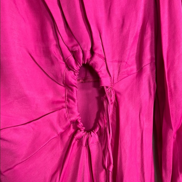 FARM Rio Solid Blouson Sleeve Cutout Midi Dress XS - Picture 5 of 8